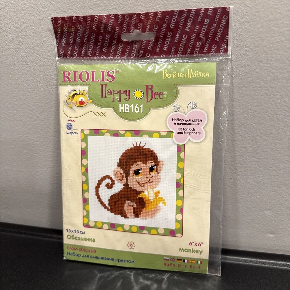 RIOLIS Happy Bee HB159 LITTLE FROG & DRAGONFLY Cross Stitch KIT Beginners NEW